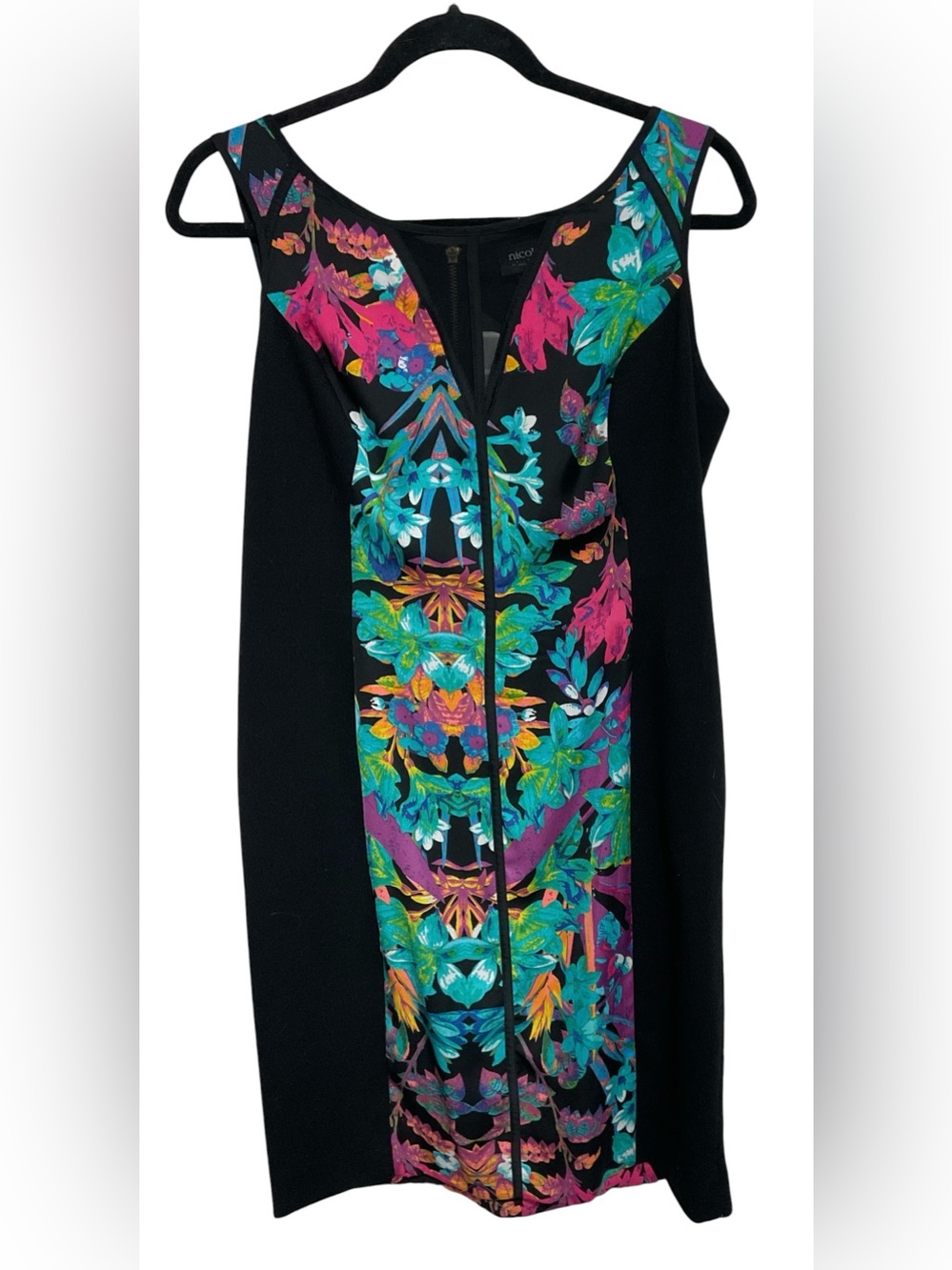Nicole by Nicole Miller Sheath Dress – Black Floral Print- Size 16